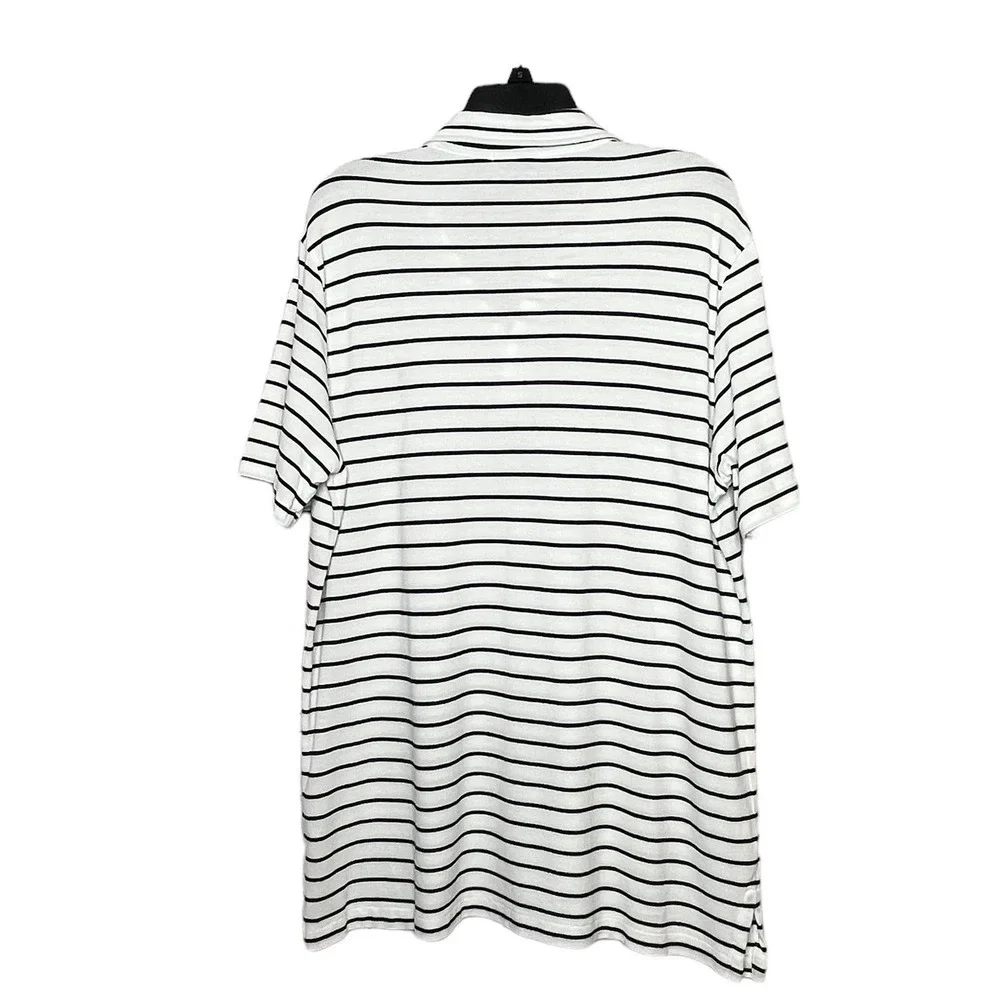 Polo Ralph Lauren Men’s Feather Weight Mesh Navy & White Stripe Polo Shirt Large